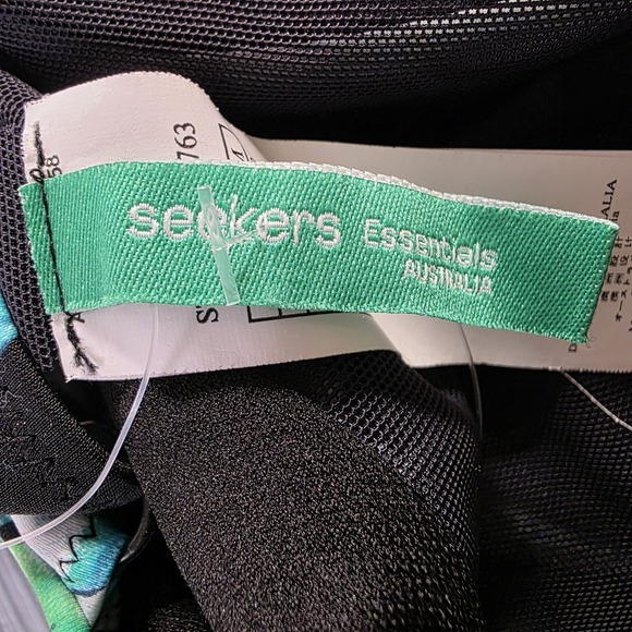 Seekers Essentials Black Blue Floral One Piece Swimsuit Tummy‎ Control US 8 NWT - Picture 4 of 9